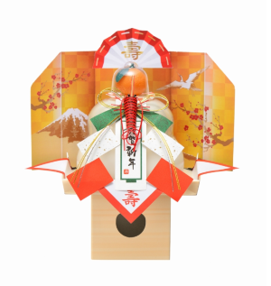 たいまつ食品　お鏡餅　謹賀新年（三方皿足付）まる餅　小　120g