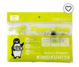 紀ノ国屋　Ｓｕｉｃａのペンギン　ジッパーバッグ　イエローグリーン　１２枚 